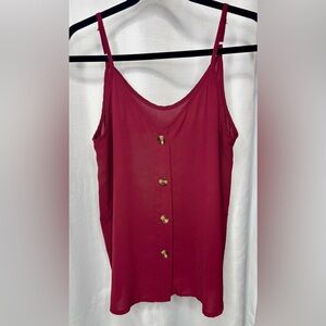 Chic Burgundy Button-Front Tank Top